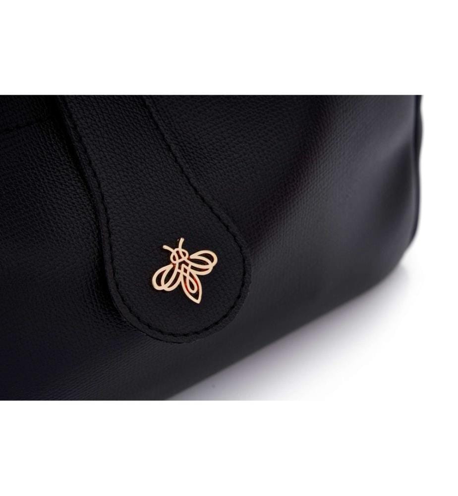 Sac bandoulière, 100 % cuir polyvinyle, noir