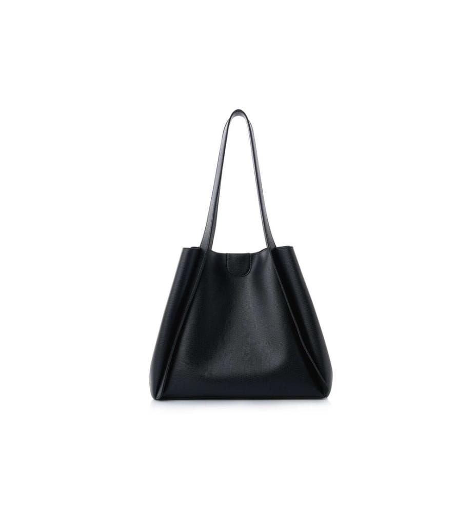 Schultertasche, 100 % Polyvinylleder, Schwarz
