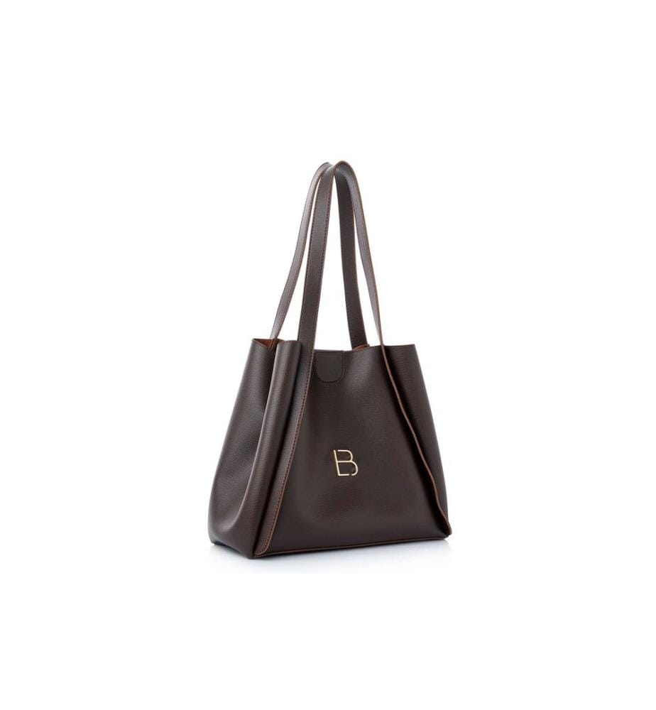 Schultertasche, 100 % Polyvinylleder, Braun