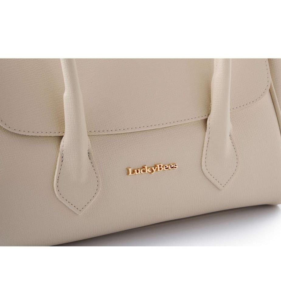 Sac bandoulière, 100 % cuir polyvinyle, crème