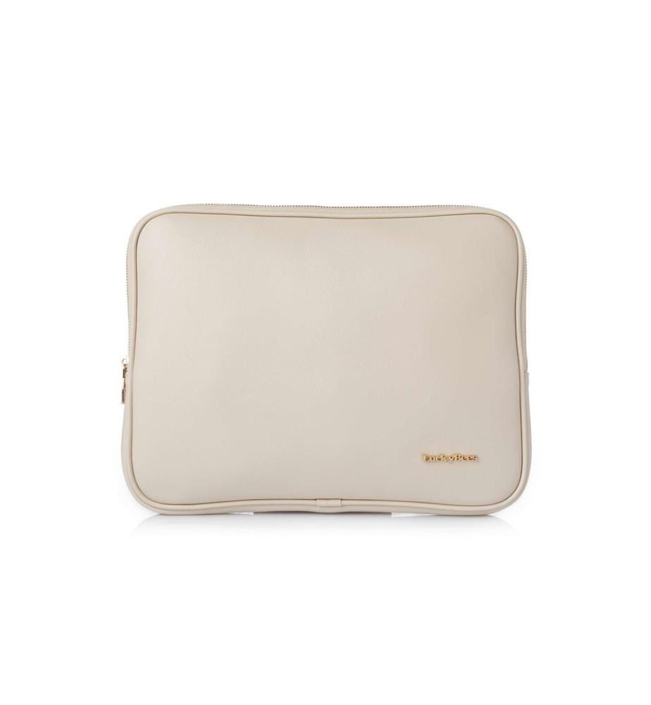 Sacoche pour ordinateur portable, 100 % cuir polyvinyle, crème