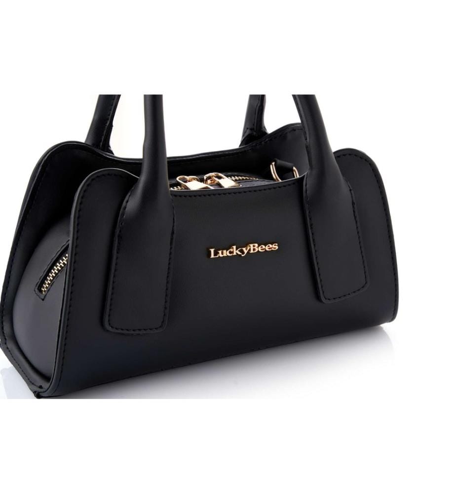 Handtasche, 100 % Polyvinylleder, Schwarz