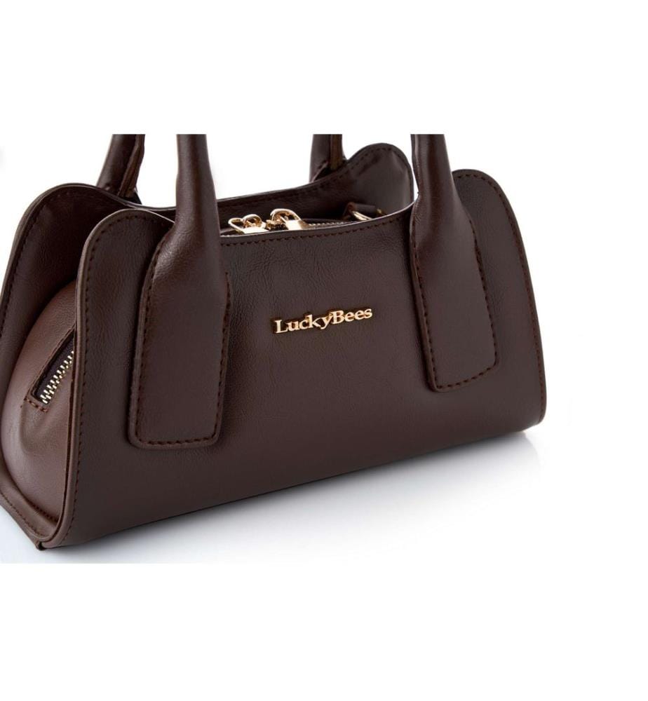 Sac à main, 100 % cuir polyvinyle, marron chocolat