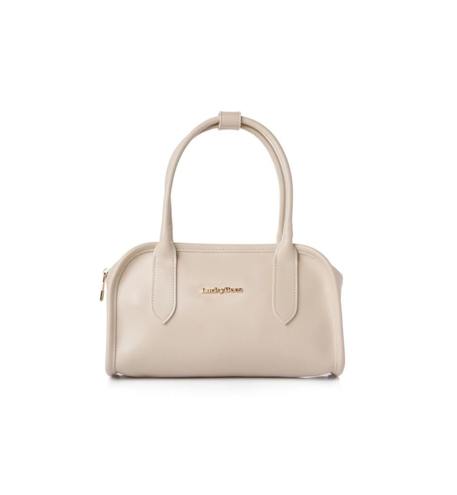 Schultertasche, 100 % Polyvinylleder, Creme