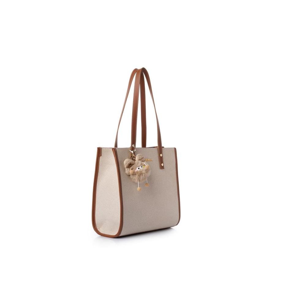 Schultertasche, 100 % Polyvinylleder, Hellbraun