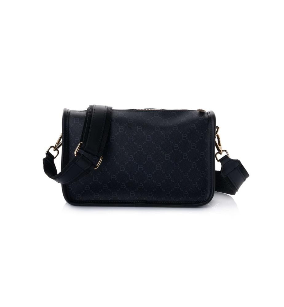 Sac bandoulière, 100 % cuir polyvinyle, noir