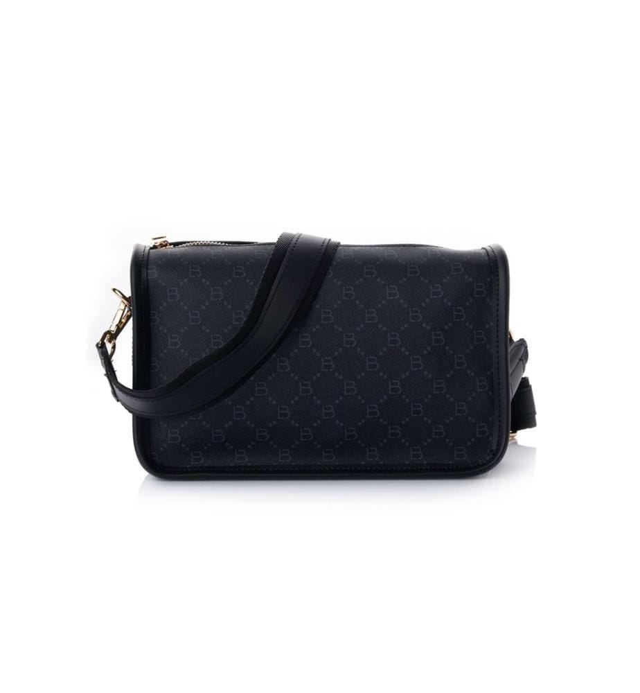 Sac bandoulière, 100 % cuir polyvinyle, noir