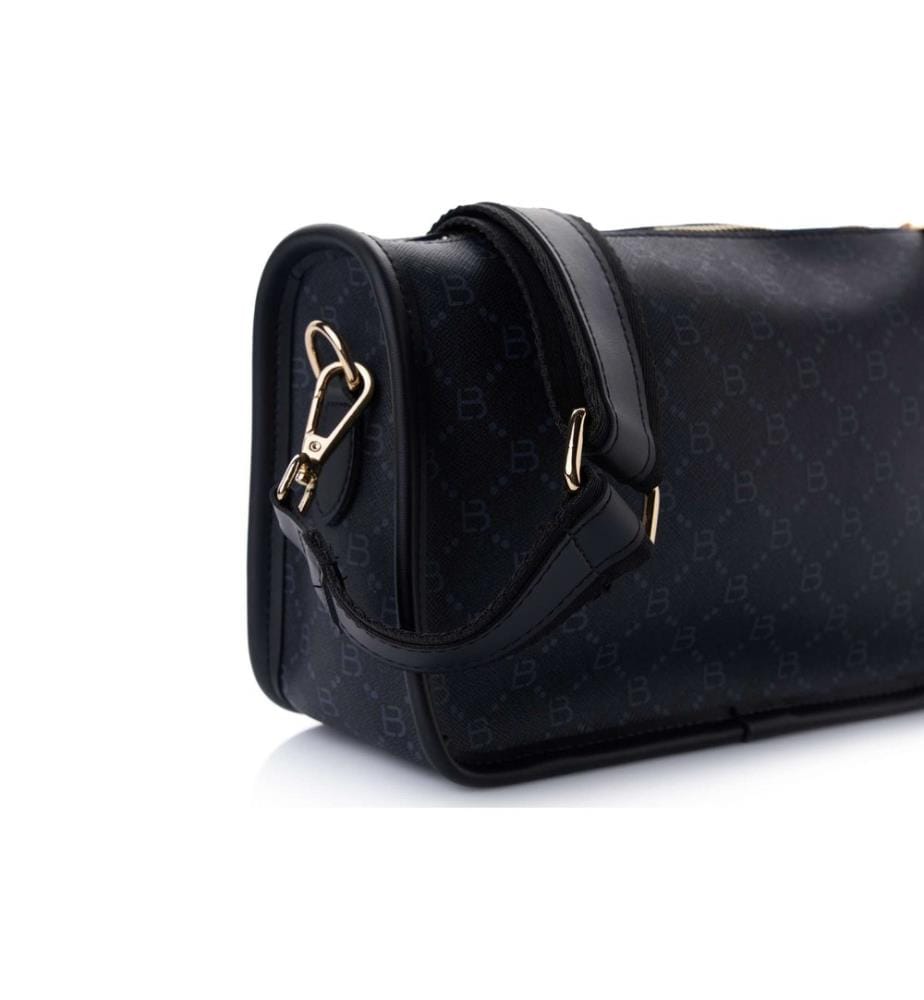 Sac bandoulière, 100 % cuir polyvinyle, noir