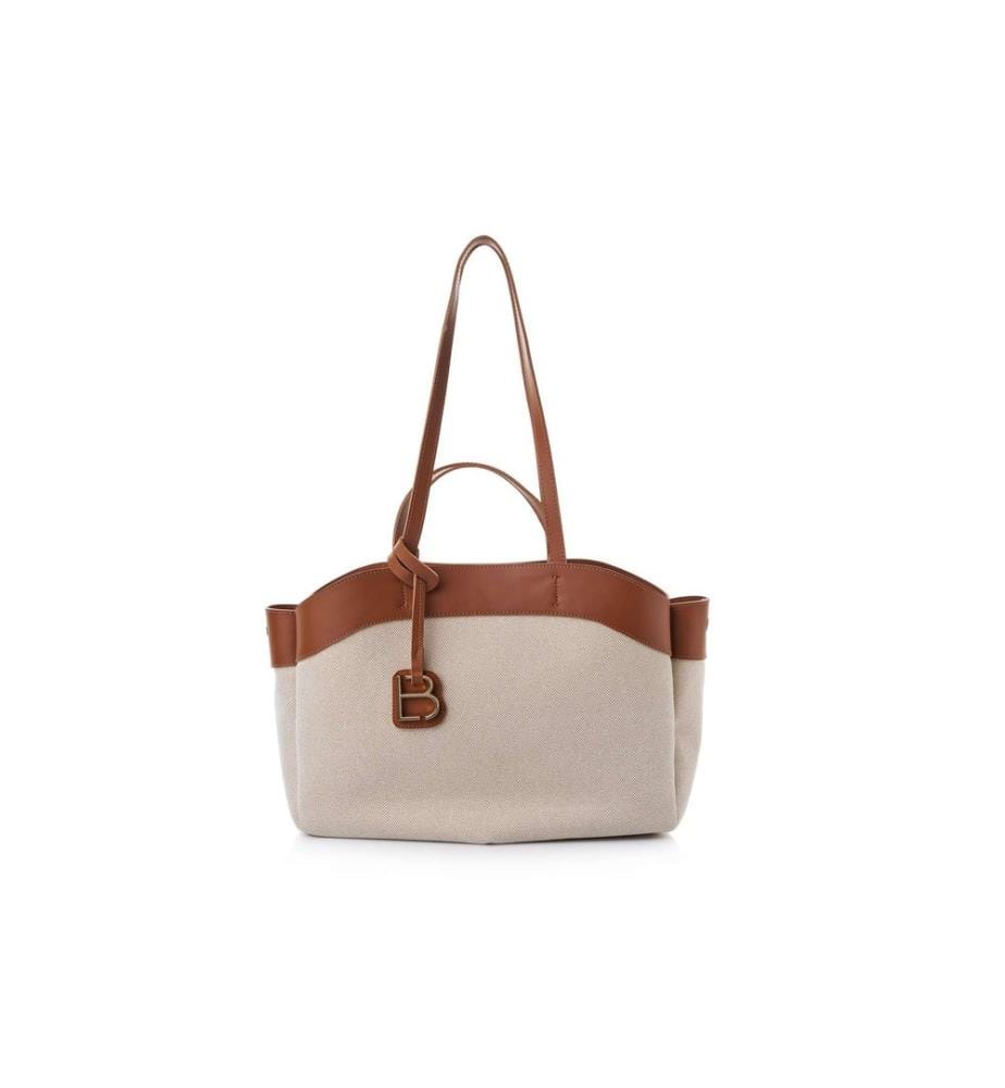 Schultertasche, 100 % Polyvinylleder, Hellbraun