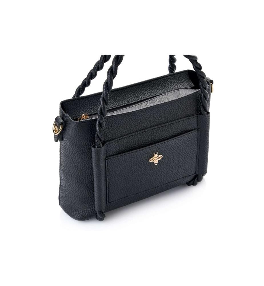 Schultertasche, 100 % Polyvinylleder, Schwarz