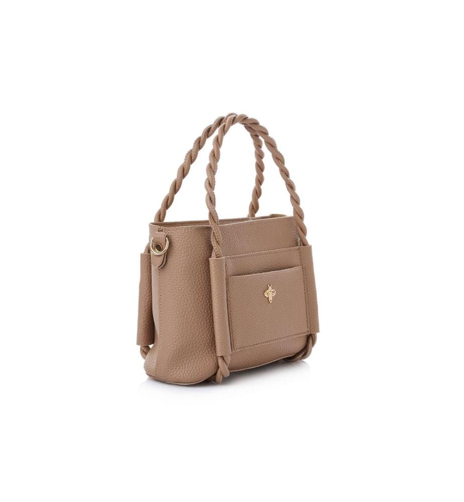 Sac bandoulière, 100 % cuir polyvinyle, vison