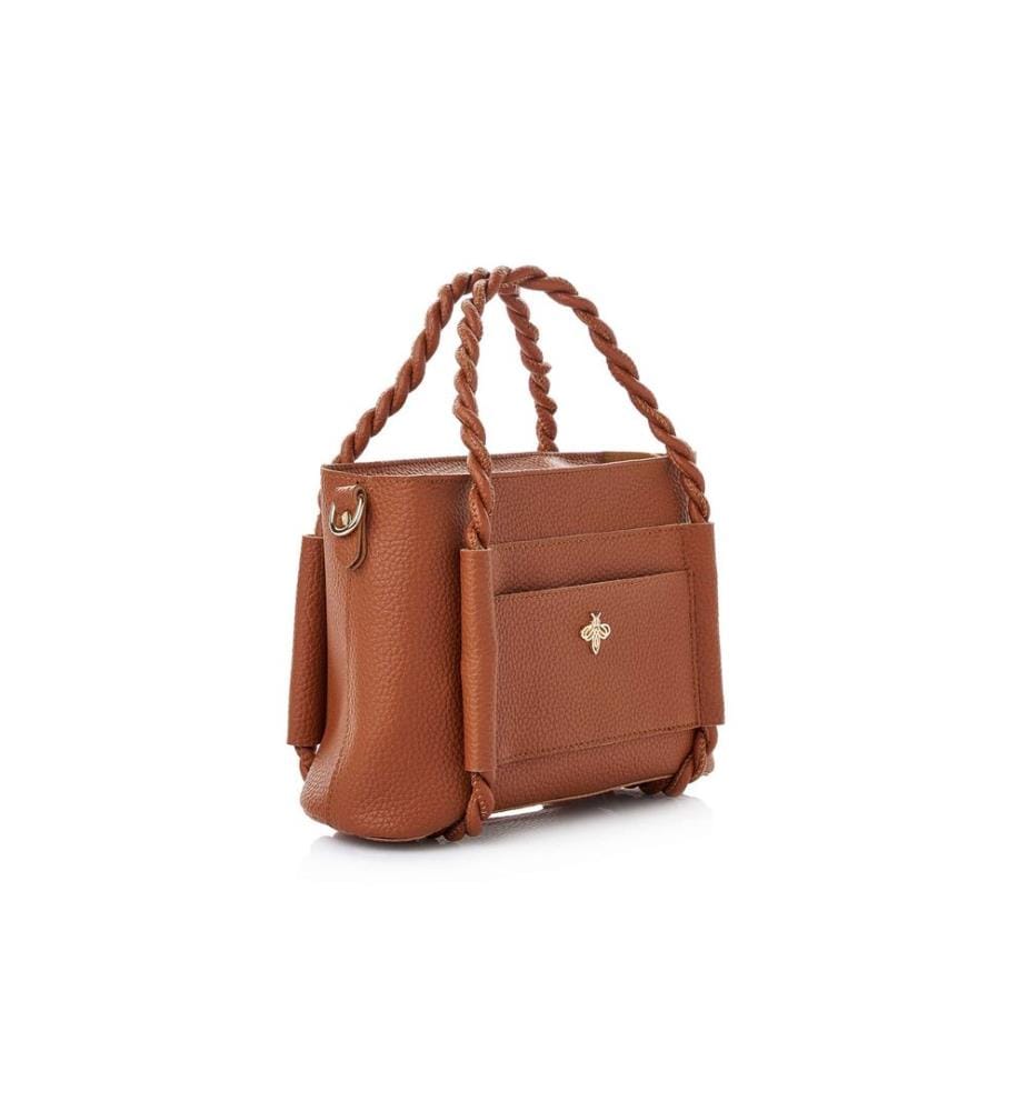 Sac bandoulière, 100 % cuir polyvinyle, beige