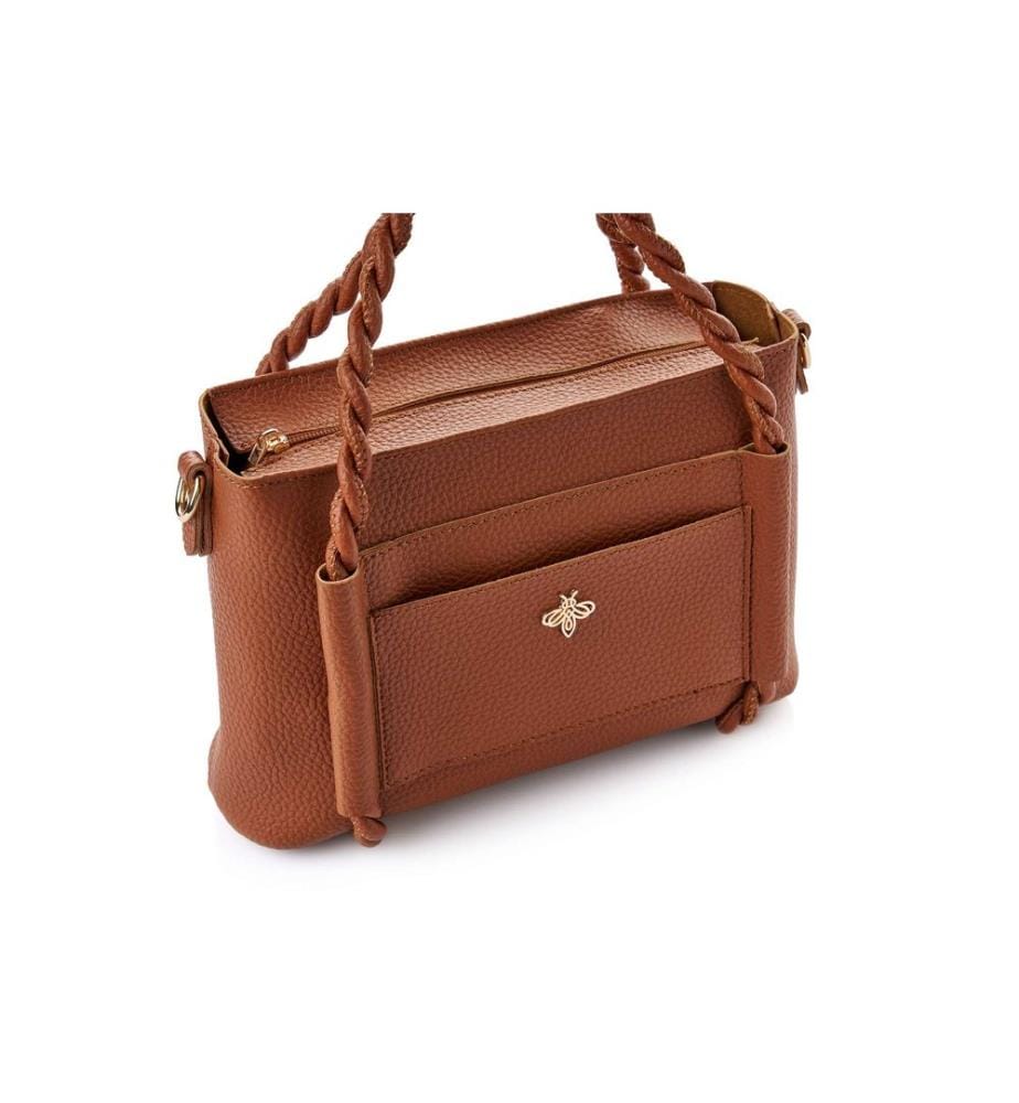 Sac bandoulière, 100 % cuir polyvinyle, beige