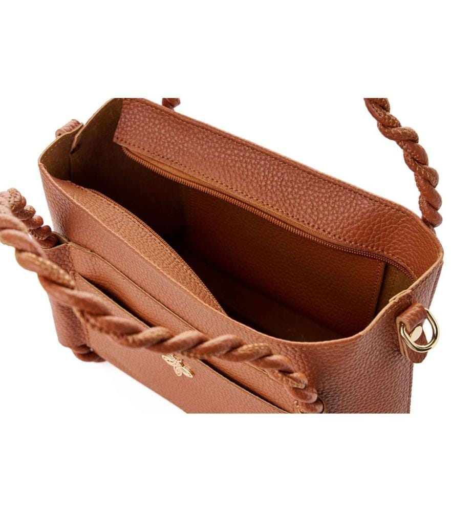Sac bandoulière, 100 % cuir polyvinyle, beige
