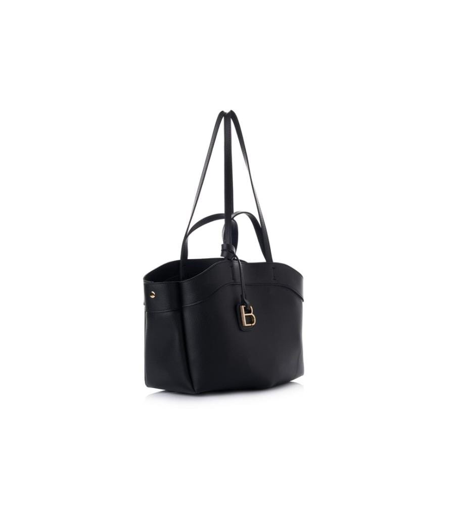 Schultertasche, 100 % Polyvinylleder, Schwarz