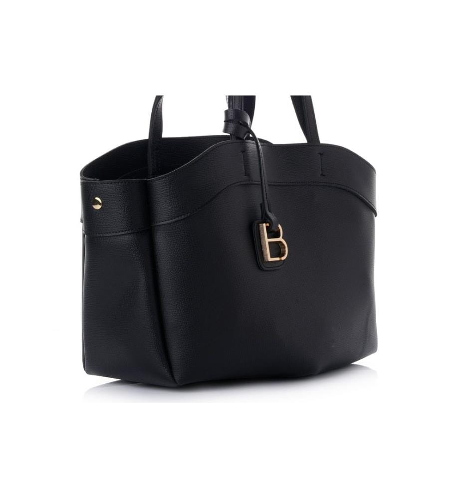 Schultertasche, 100 % Polyvinylleder, Schwarz