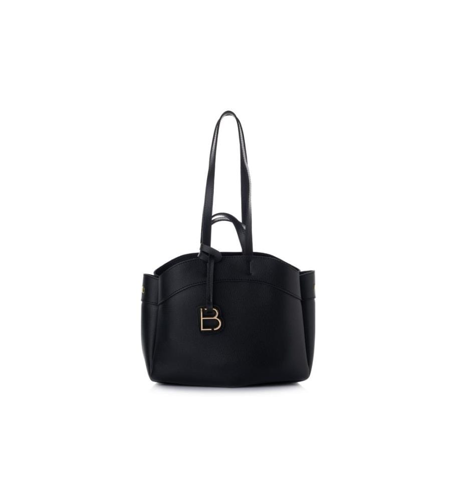 Schultertasche, 100 % Polyvinylleder, Schwarz