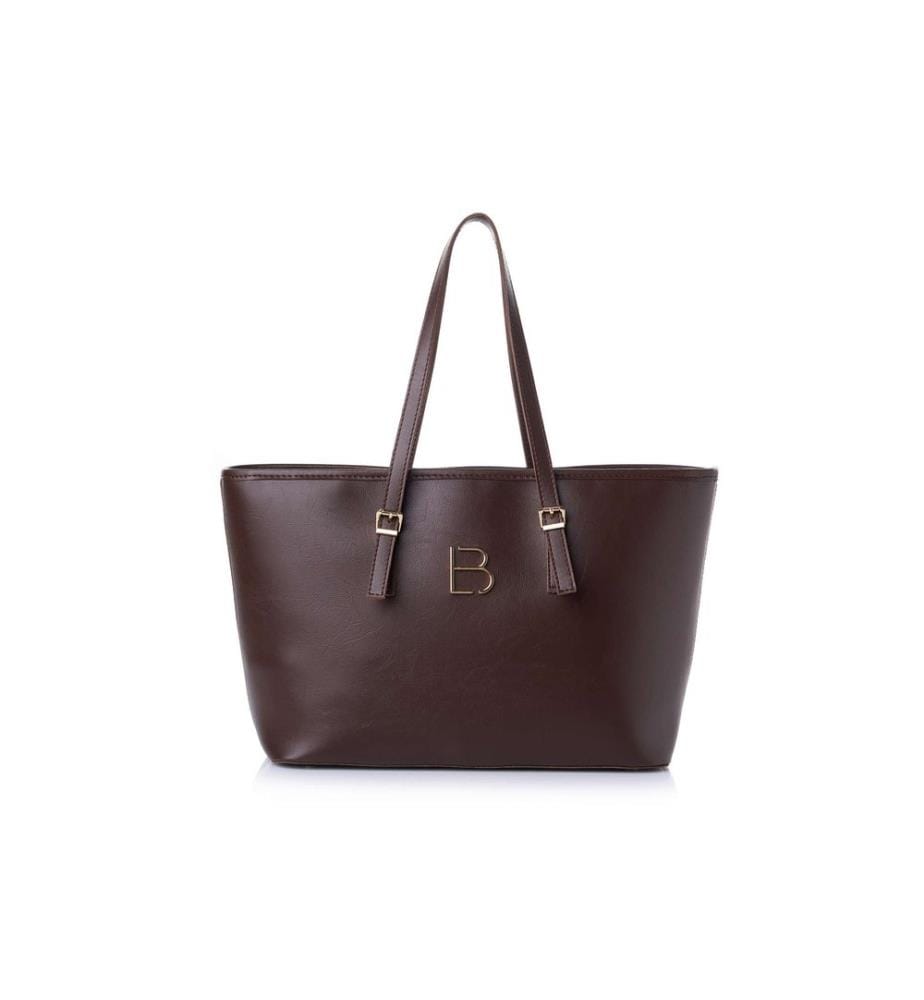 Sac cabas, 100 % cuir polyvinyle, marron