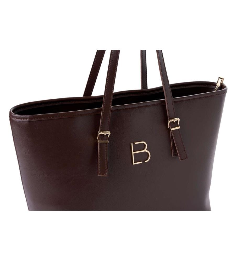 Sac cabas, 100 % cuir polyvinyle, marron