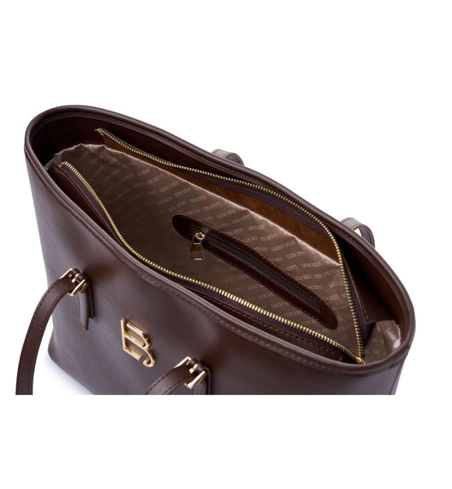 Sac cabas, 100 % cuir polyvinyle, marron