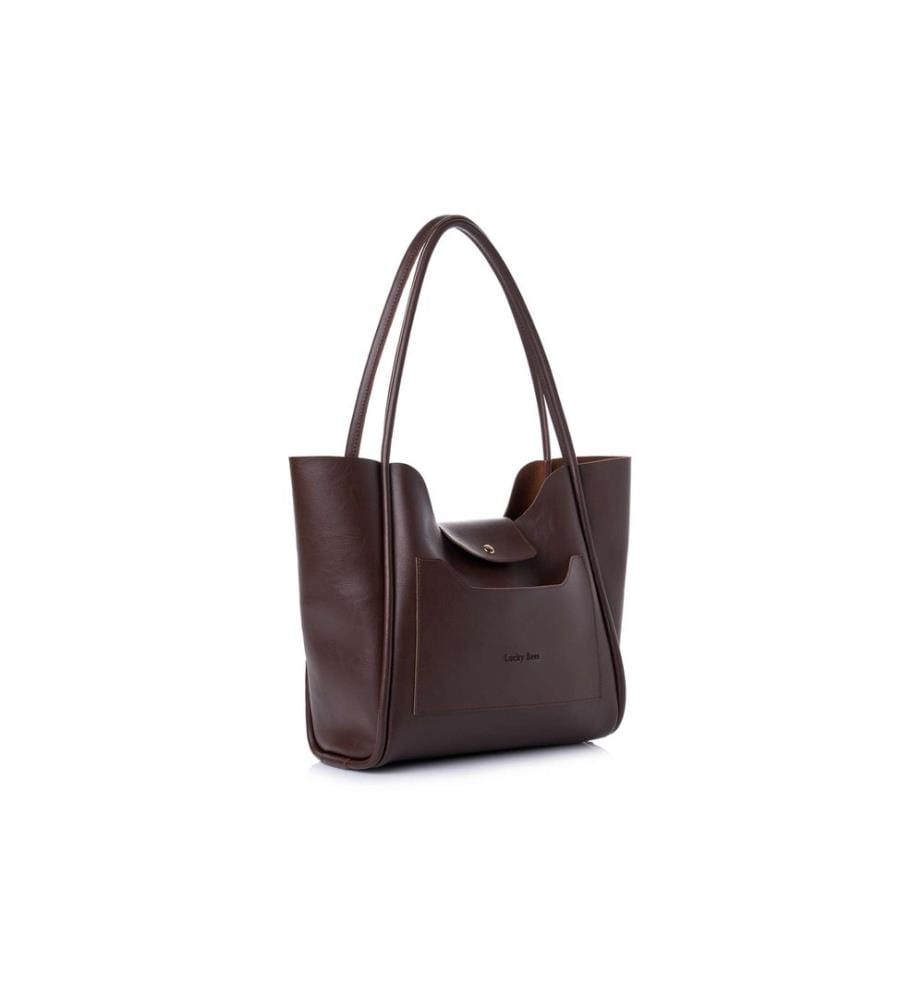 Schultertasche, 100 % Polyvinylleder, Braun