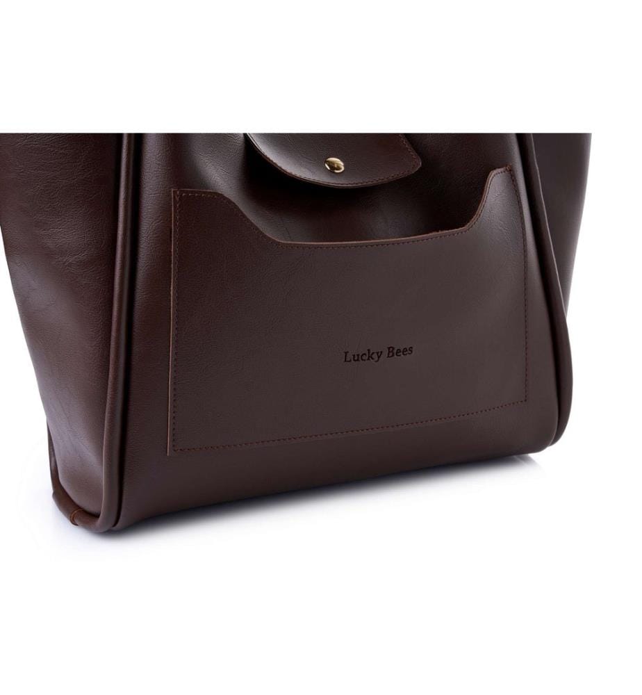 Schultertasche, 100 % Polyvinylleder, Braun