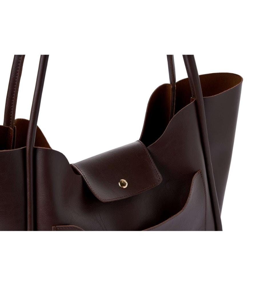 Schultertasche, 100 % Polyvinylleder, Braun
