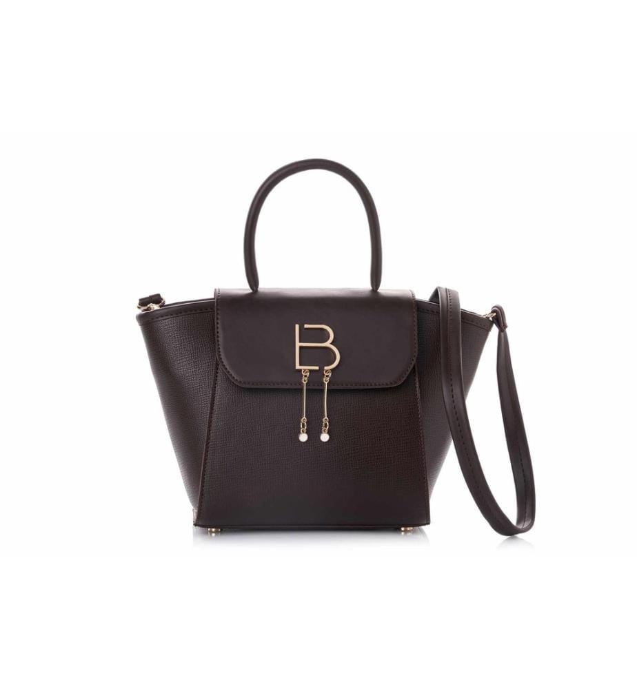 Sac bandoulière, 100 % cuir polyvinyle, marron