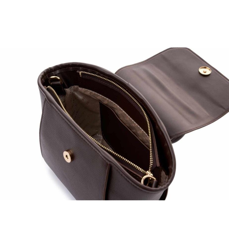 Sac bandoulière, 100 % cuir polyvinyle, marron