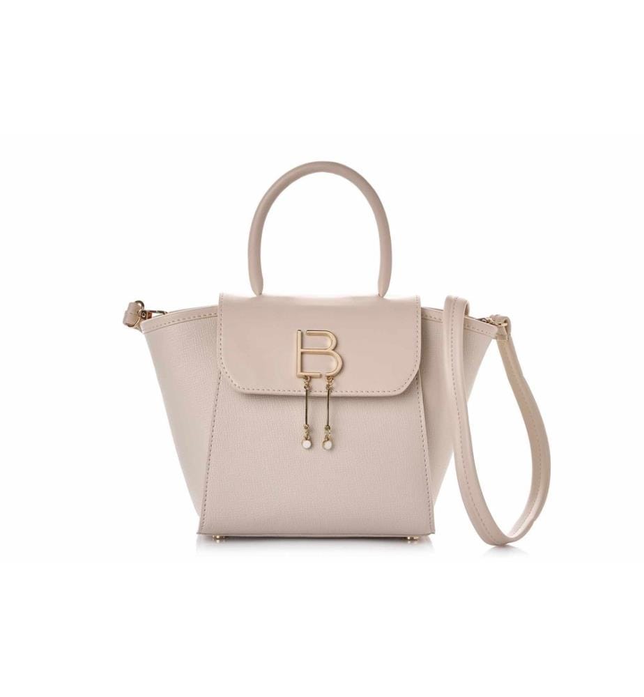 Sac bandoulière, 100 % cuir polyvinyle, crème