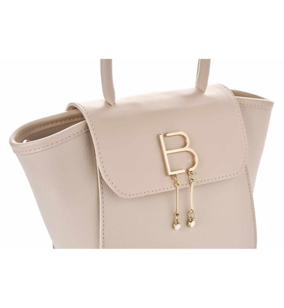 Sac bandoulière, 100 % cuir polyvinyle, crème