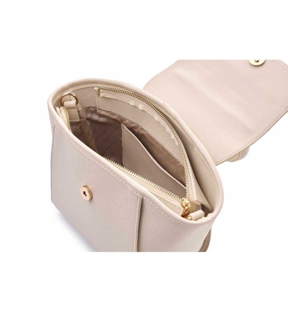 Sac bandoulière, 100 % cuir polyvinyle, crème