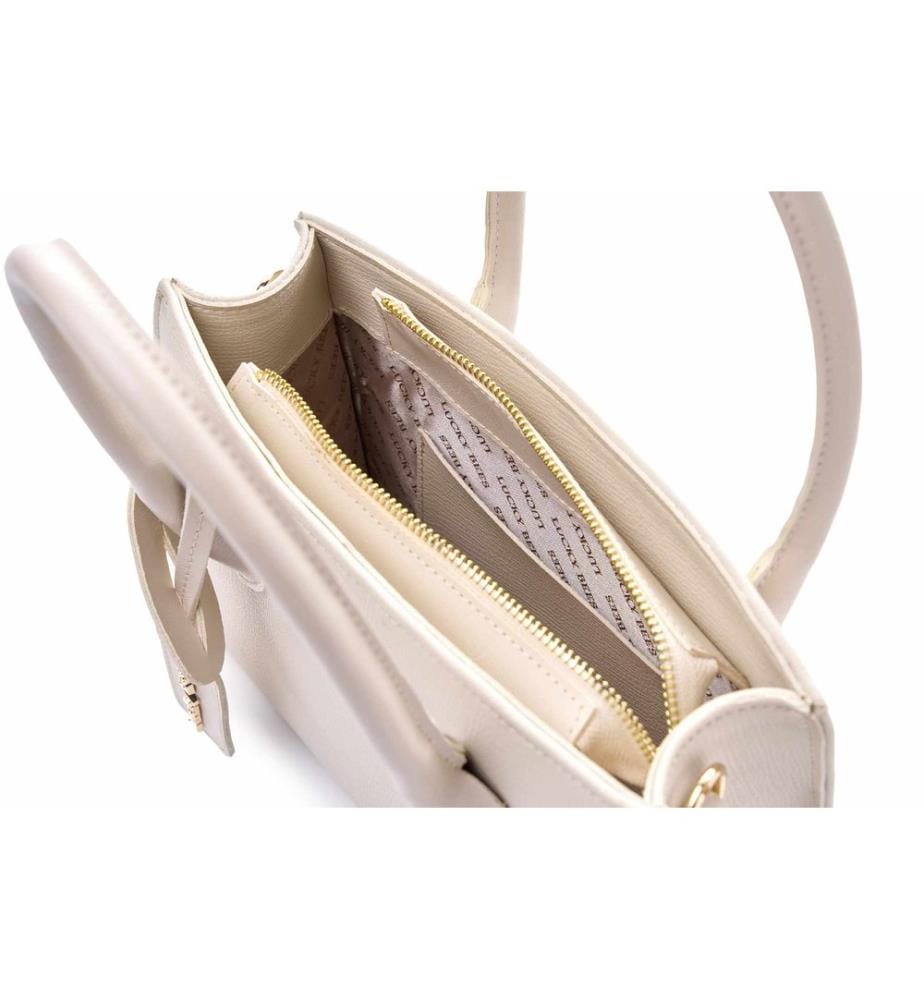 Sac bandoulière, 100 % cuir polyvinyle, crème