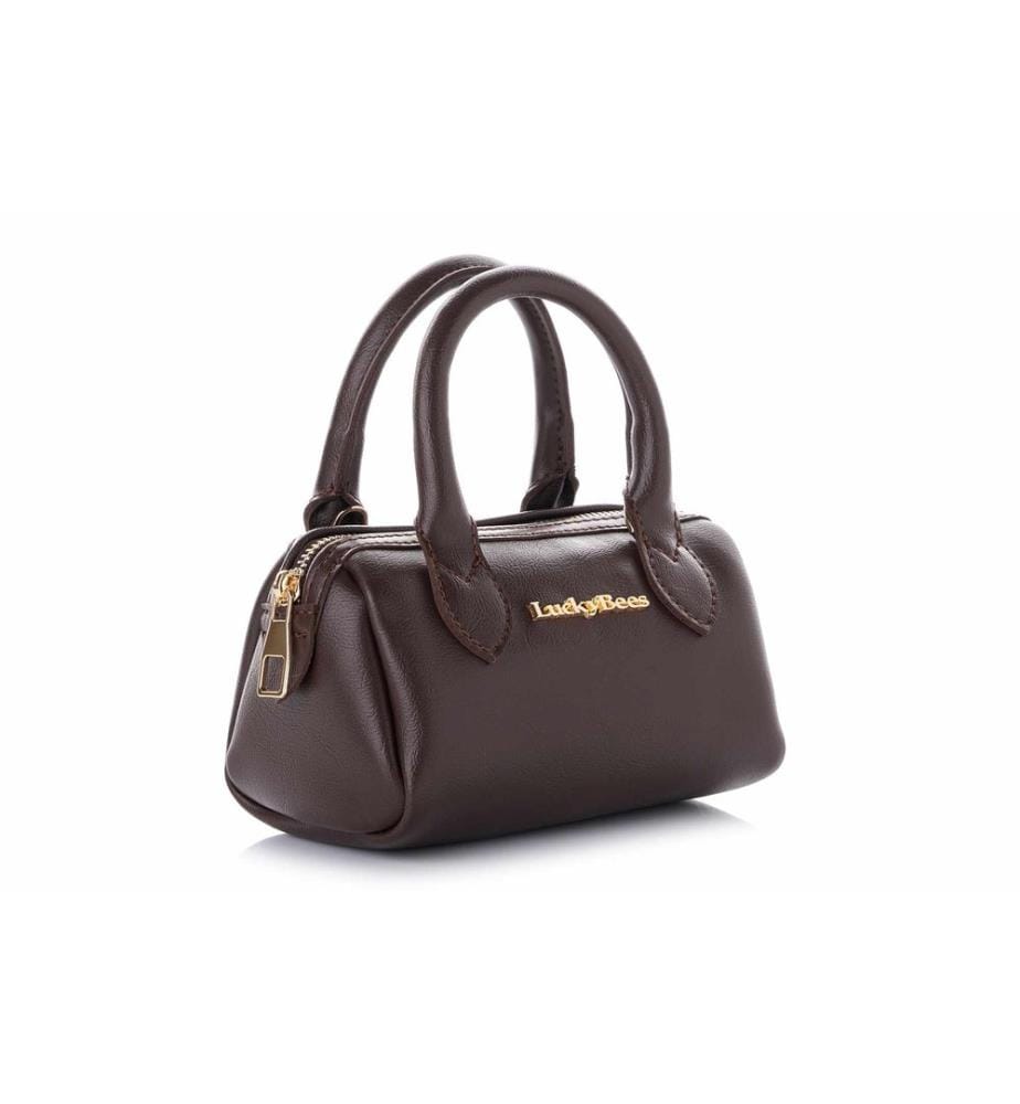 Schultertasche, 100 % Polyvinylleder, Schokoladenbraun