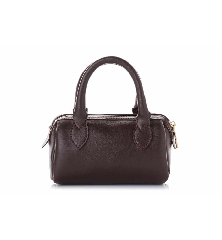 Schultertasche, 100 % Polyvinylleder, Schokoladenbraun