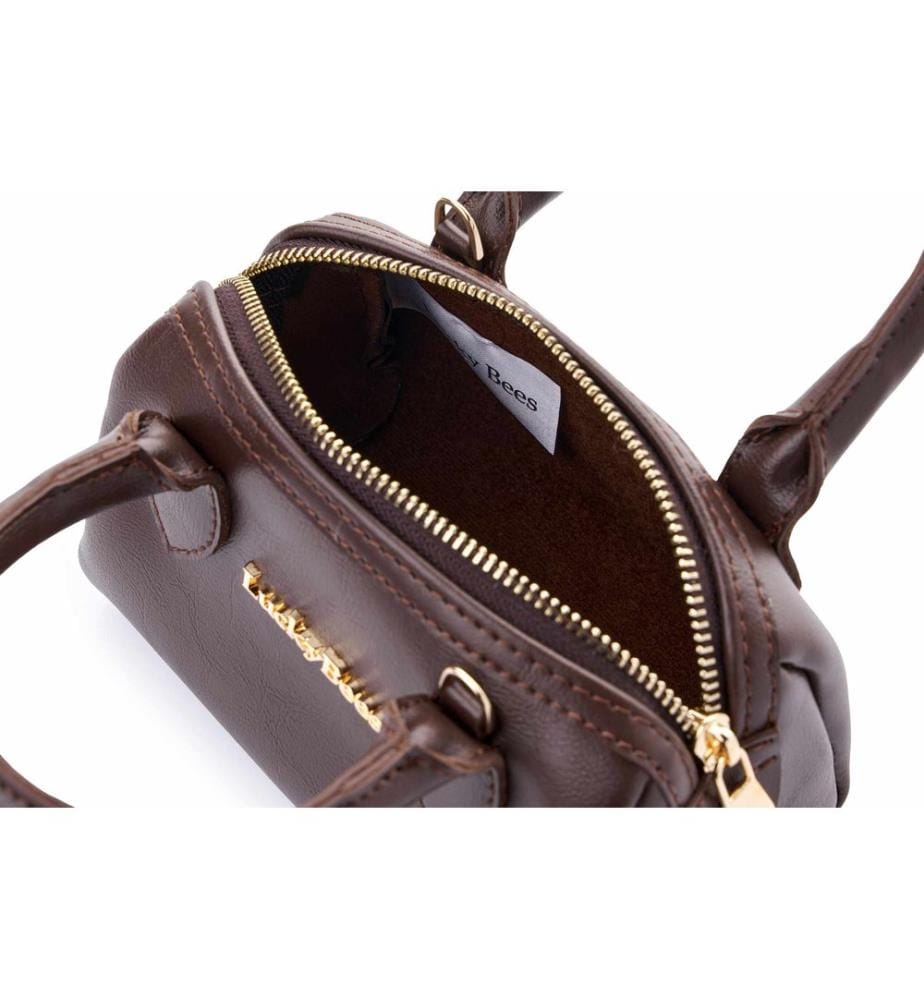 Schultertasche, 100 % Polyvinylleder, Schokoladenbraun