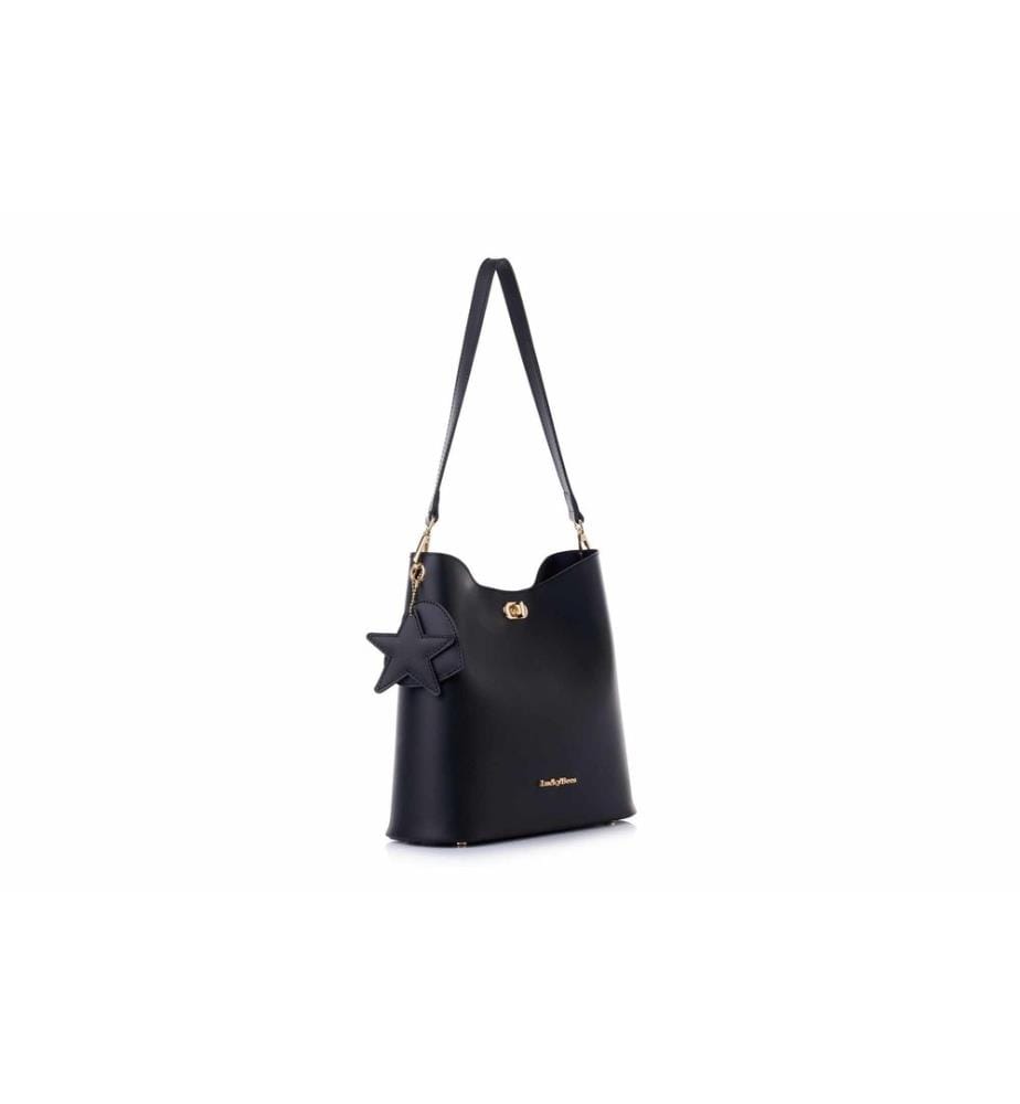 Schultertasche, 100 % Polyvinylleder, Schwarz
