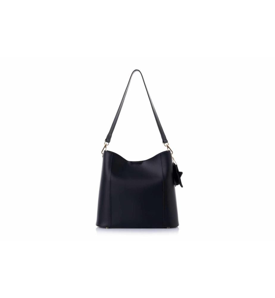 Schultertasche, 100 % Polyvinylleder, Schwarz