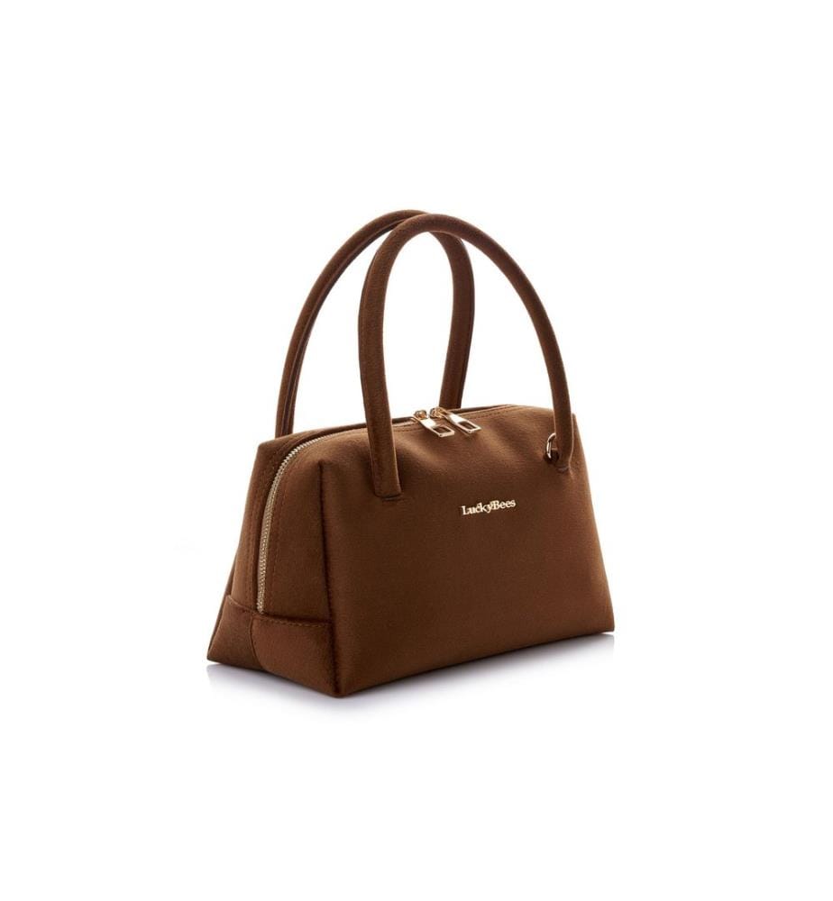 Sac bandoulière, 100 % cuir polyvinyle, daim marron