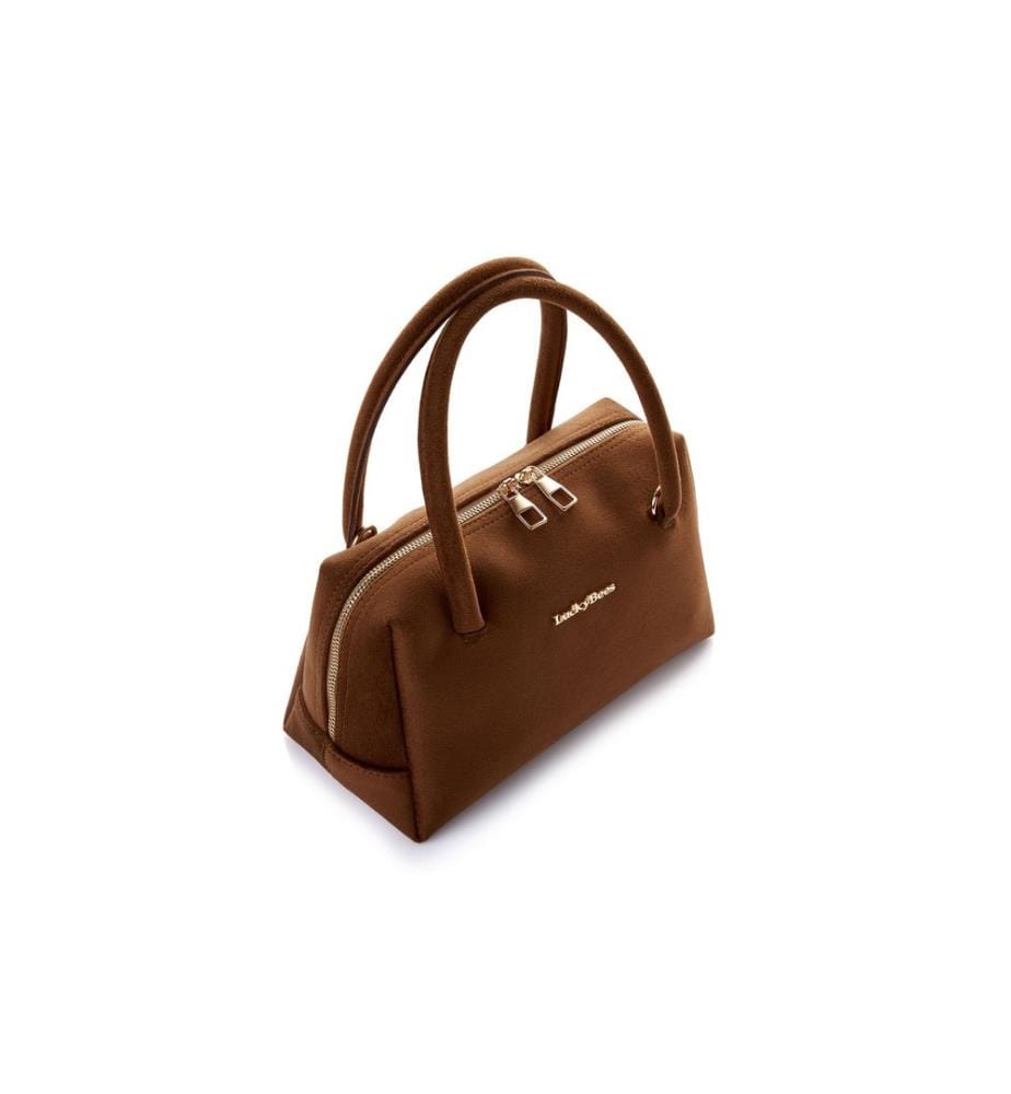 Sac bandoulière, 100 % cuir polyvinyle, daim marron