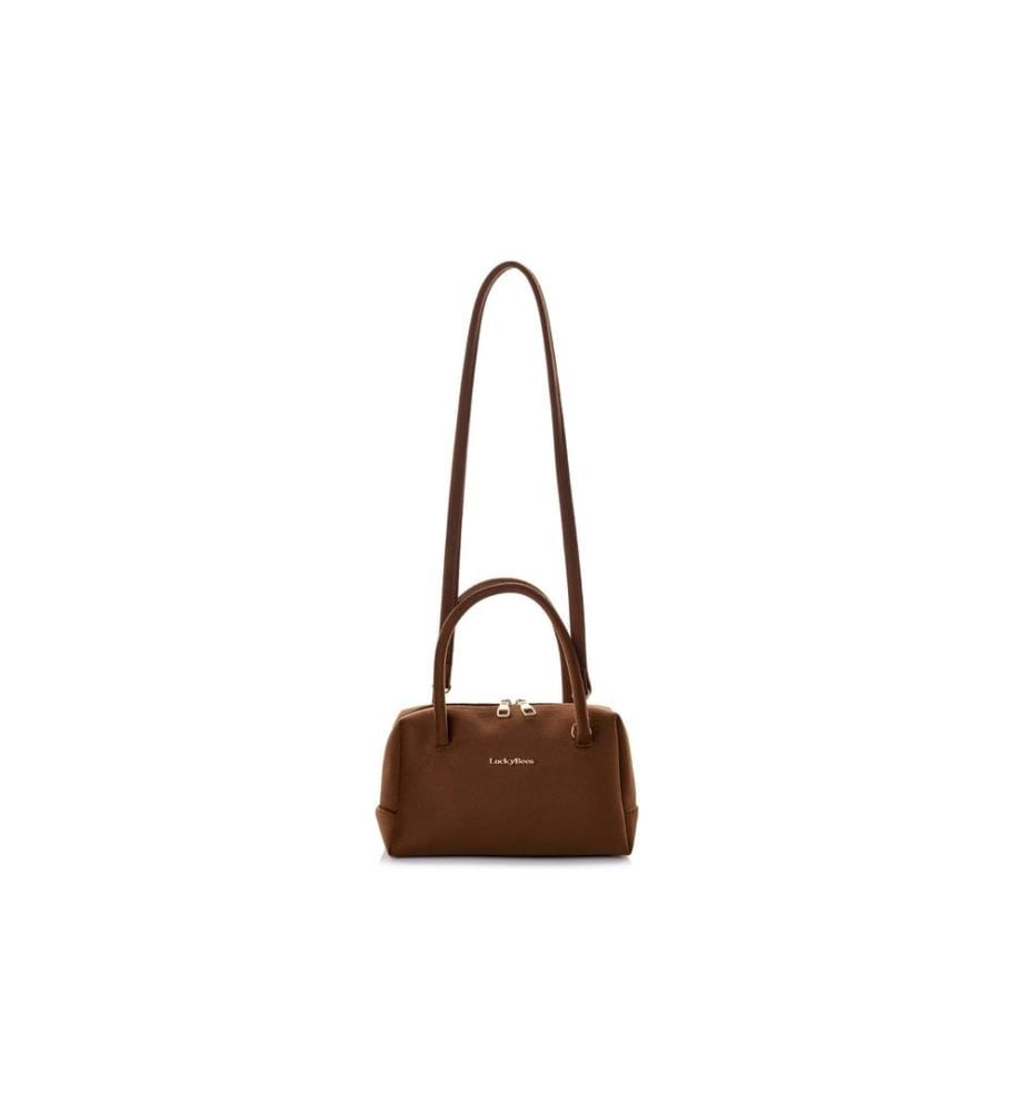 Sac bandoulière, 100 % cuir polyvinyle, daim marron