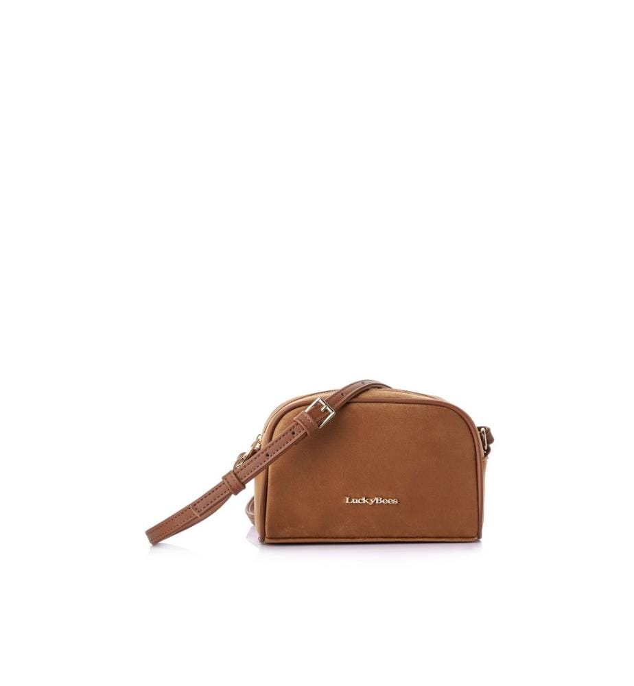 Sac bandoulière, 100 % cuir polyvinyle, daim beige