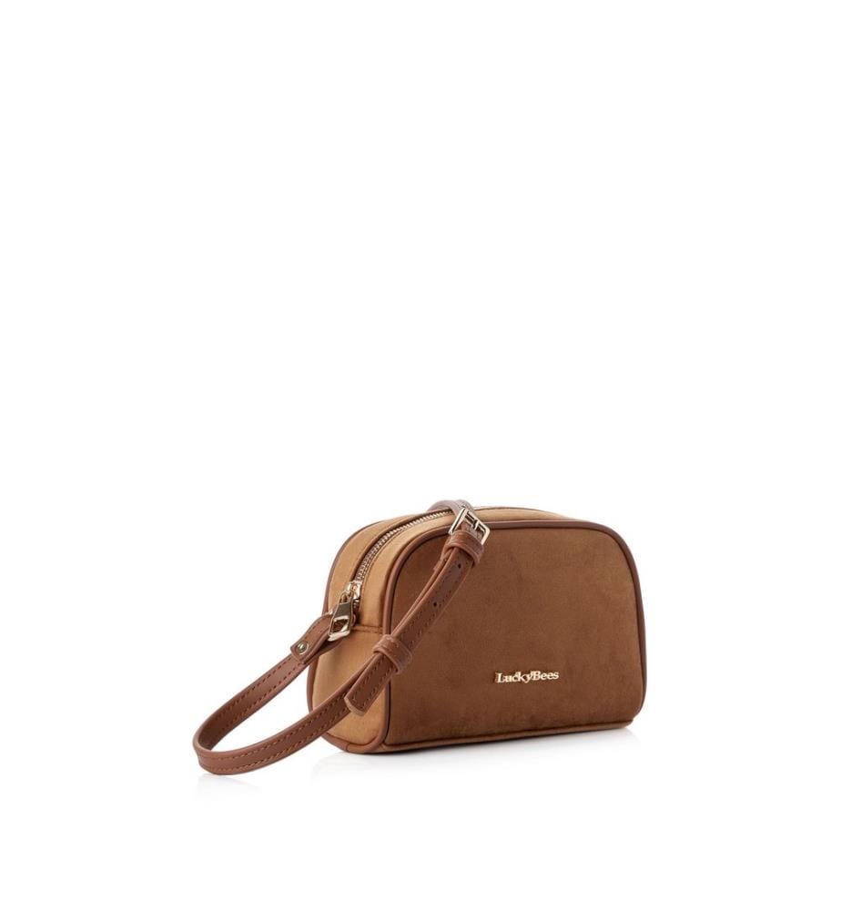 Sac bandoulière, 100 % cuir polyvinyle, daim beige