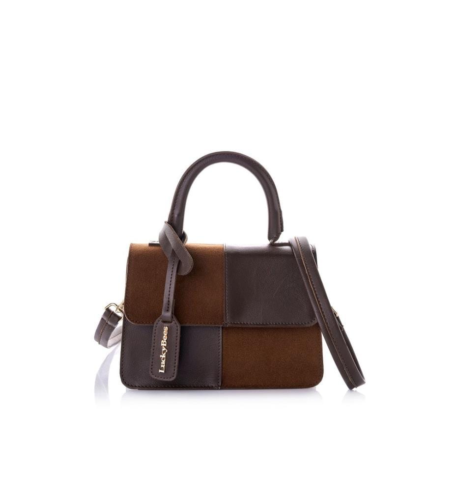 Schultertasche, 100 % Polyvinylleder, Braun