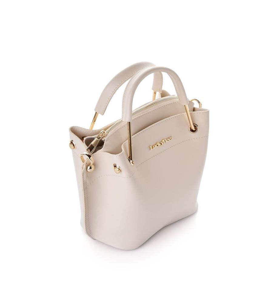 Sac bandoulière, 100 % cuir polyvinyle, crème