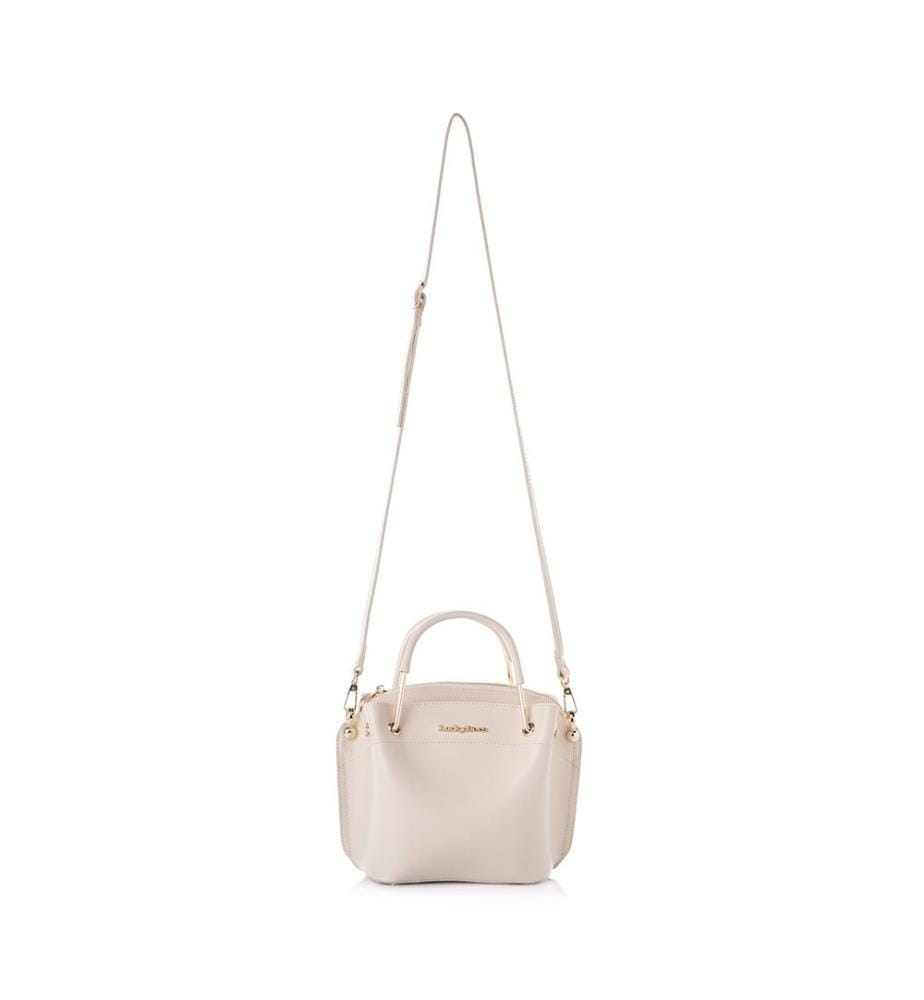 Sac bandoulière, 100 % cuir polyvinyle, crème