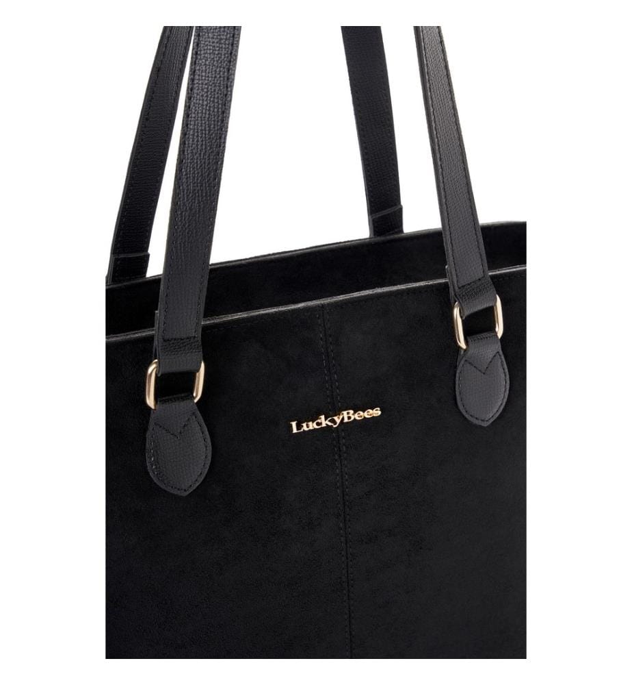 Sac cabas, 100 % cuir polyvinyle, daim noir