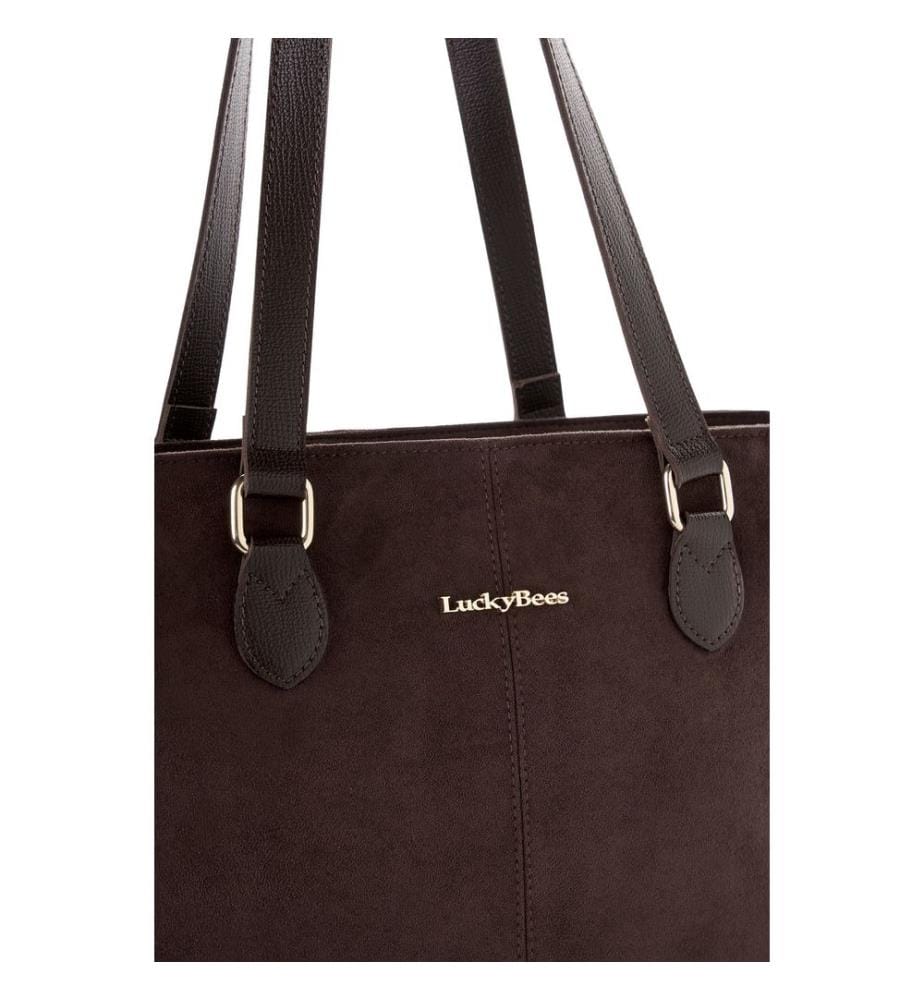 Sac cabas en cuir polyvinyle 100 %, couleur daim marron foncé