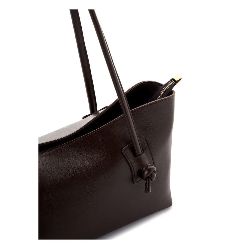 Schultertasche, 100 % Polyvinylleder, Braun
