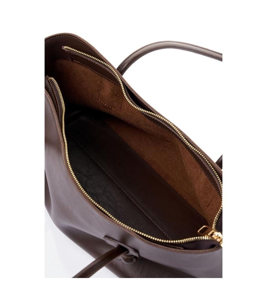 Schultertasche, 100 % Polyvinylleder, Braun